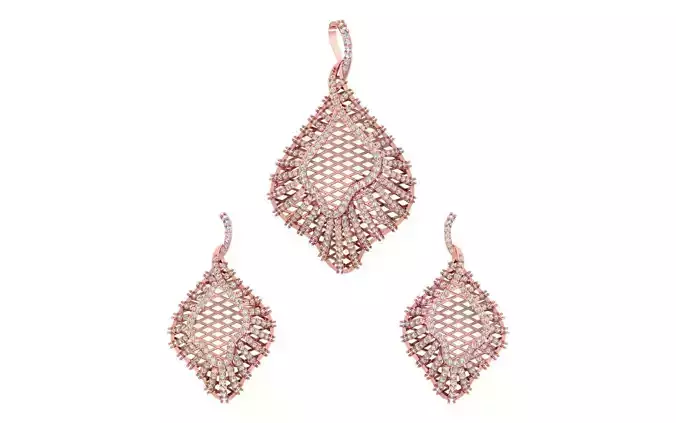 Earrings Pendant Set 3dm STL OBJ FBX Renders Details