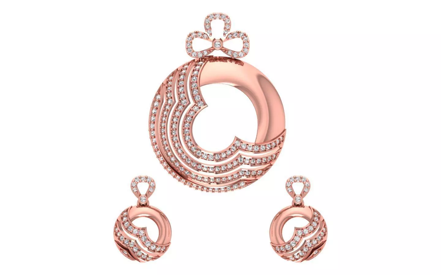 Earrings Pendant Set 3dm STL OBJ FBX Renders Details 3D print model_0