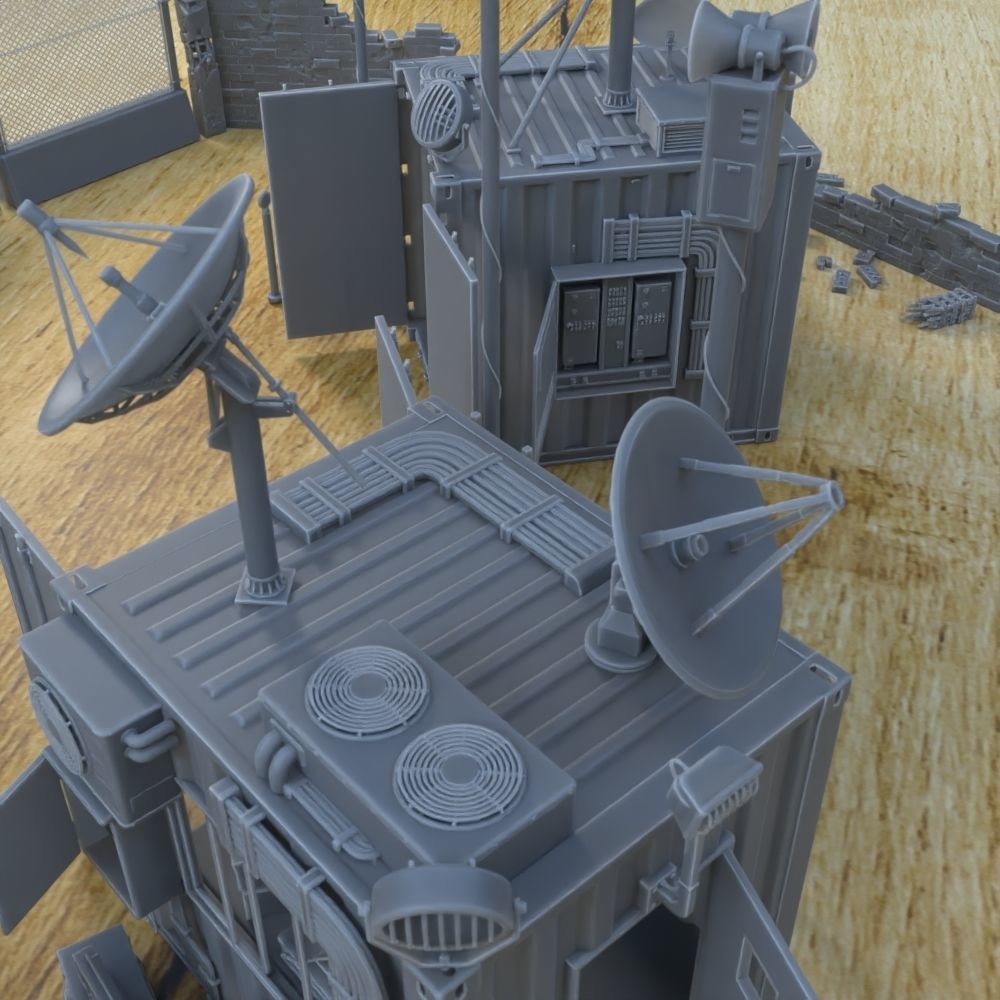 MILITARY MODERN TELECOM SHELTER FOR TABLETOP 1-35 SUPPORTED STL 3D print model_8