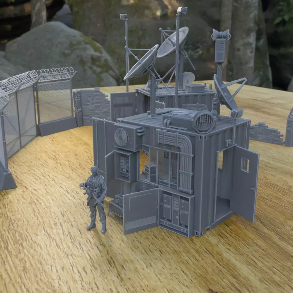MILITARY MODERN TELECOM SHELTER FOR TABLETOP 1-35 SUPPORTED STL 3D print model_0