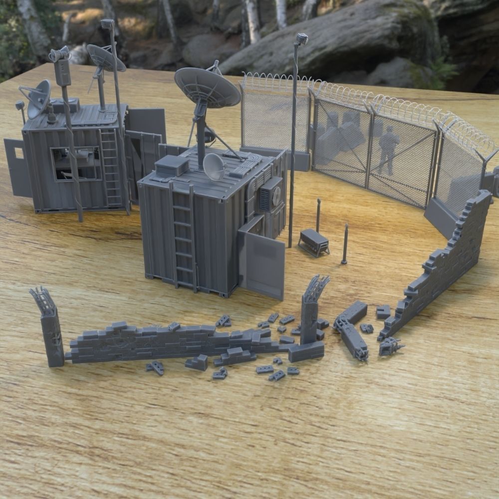 MILITARY MODERN TELECOM SHELTER FOR TABLETOP 1-35 SUPPORTED STL 3D print model_3