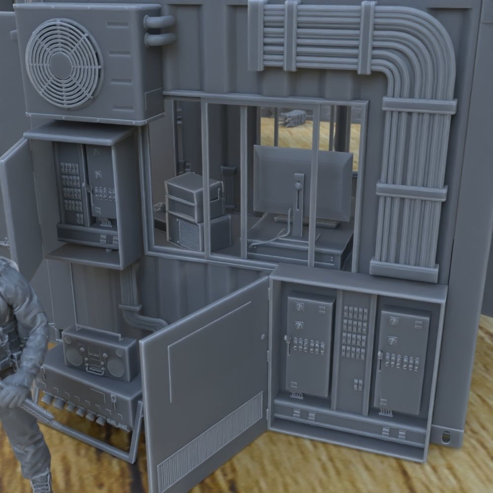 MILITARY MODERN TELECOM SHELTER FOR TABLETOP 1-35 SUPPORTED STL 3D print model_6