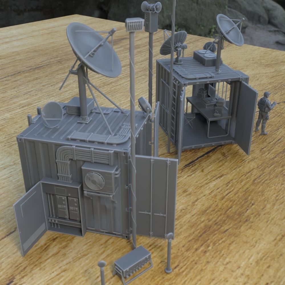 MILITARY MODERN TELECOM SHELTER FOR TABLETOP 1-35 SUPPORTED STL 3D print model_4