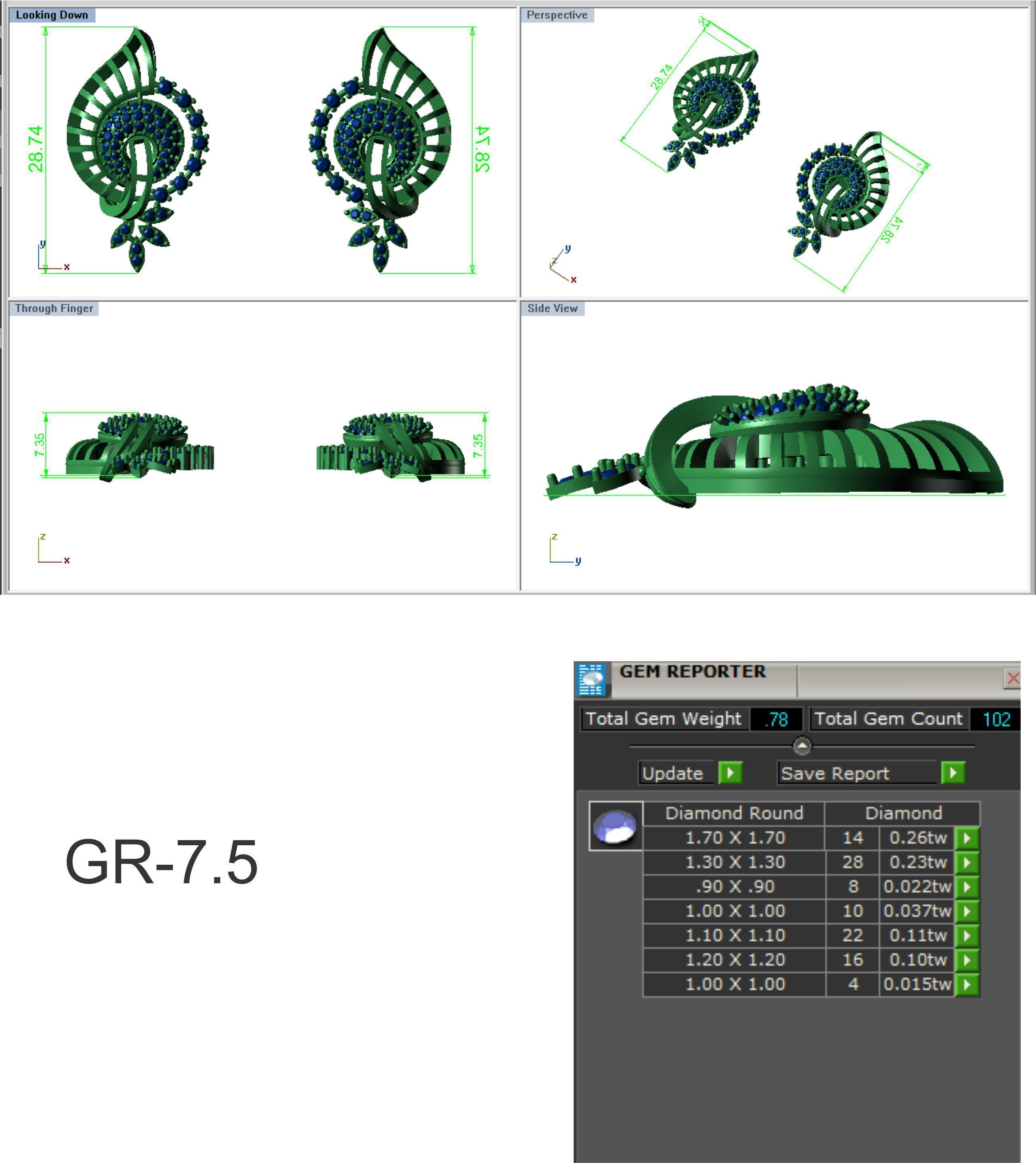 Earrings Pendant Set 3dm STL OBJ FBX Renders Details 3D print model_7