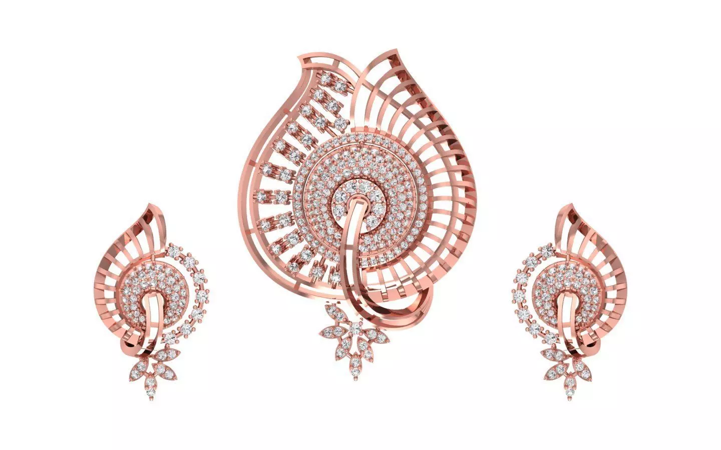 Earrings Pendant Set 3dm STL OBJ FBX Renders Details 3D print model_0