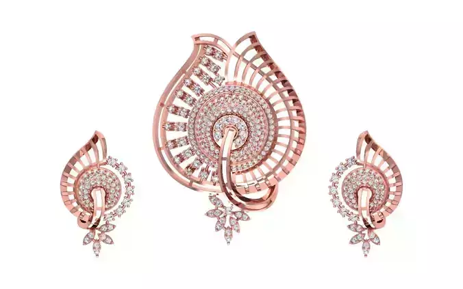 Earrings Pendant Set 3dm STL OBJ FBX Renders Details