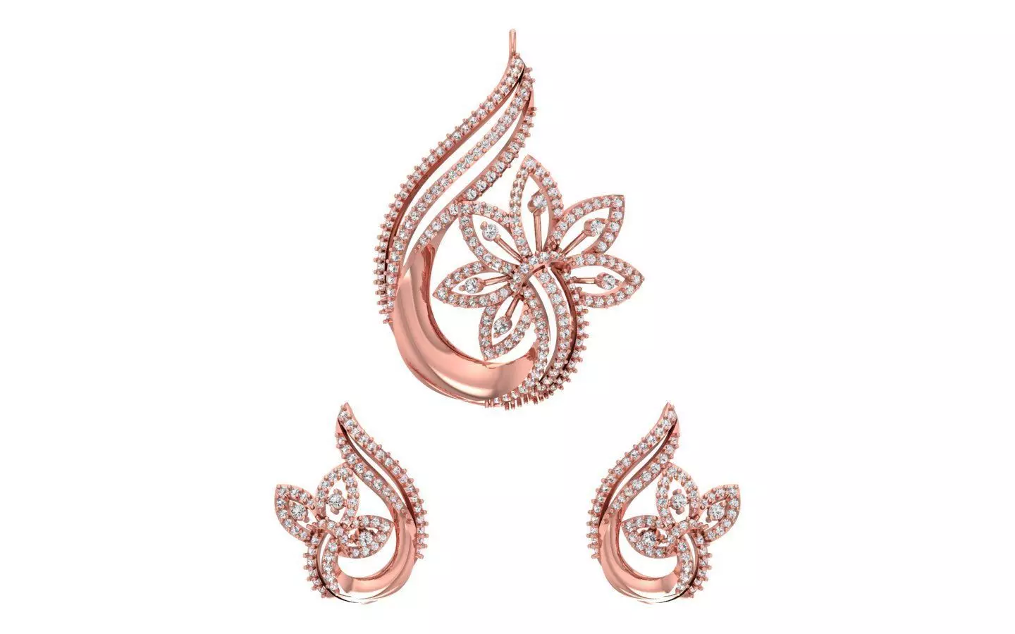 Earrings Pendant Set 3dm STL OBJ FBX Renders Details 3D print model_0