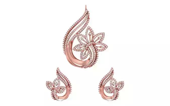 Earrings Pendant Set 3dm STL OBJ FBX Renders Details