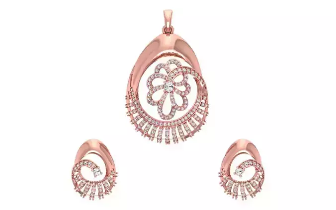 Earrings Pendant Set 3dm STL OBJ FBX Renders Details