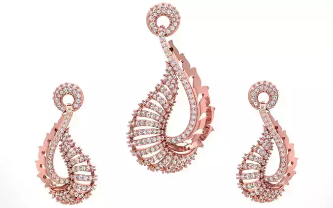 Earrings Pendant Set 3dm STL OBJ FBX Renders Details