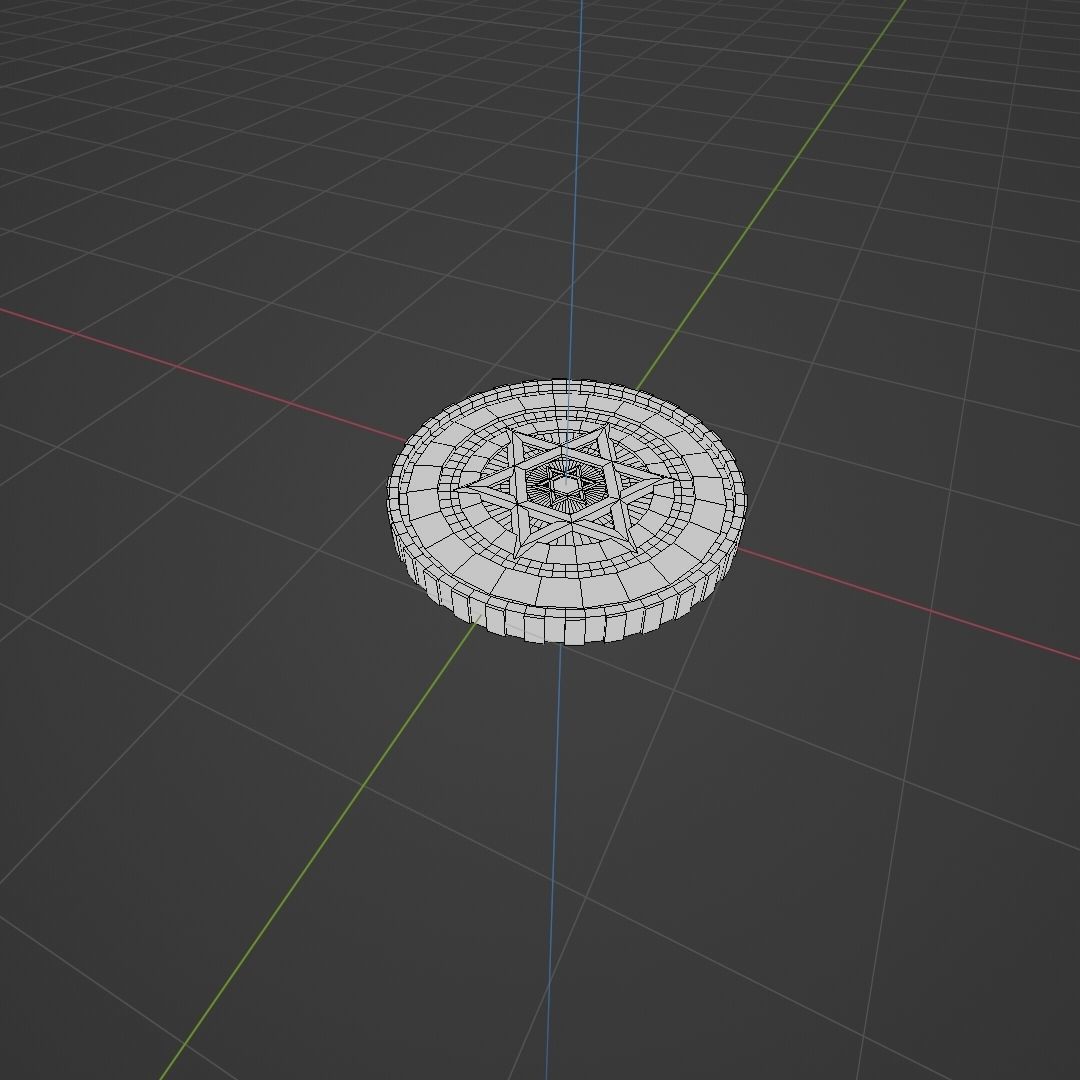 Gold coin Low-poly 3D model_8