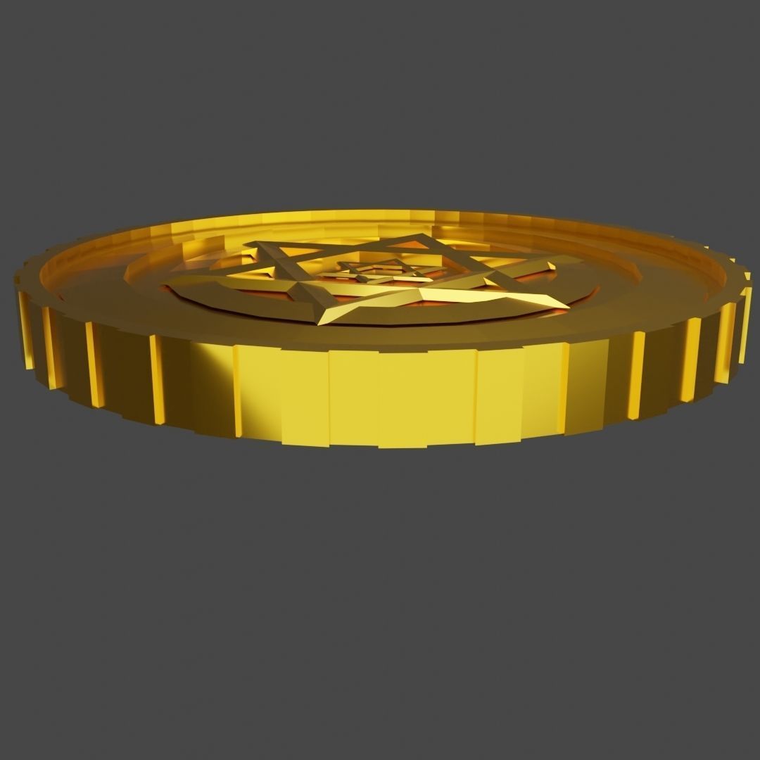 Gold coin Low-poly 3D model_3