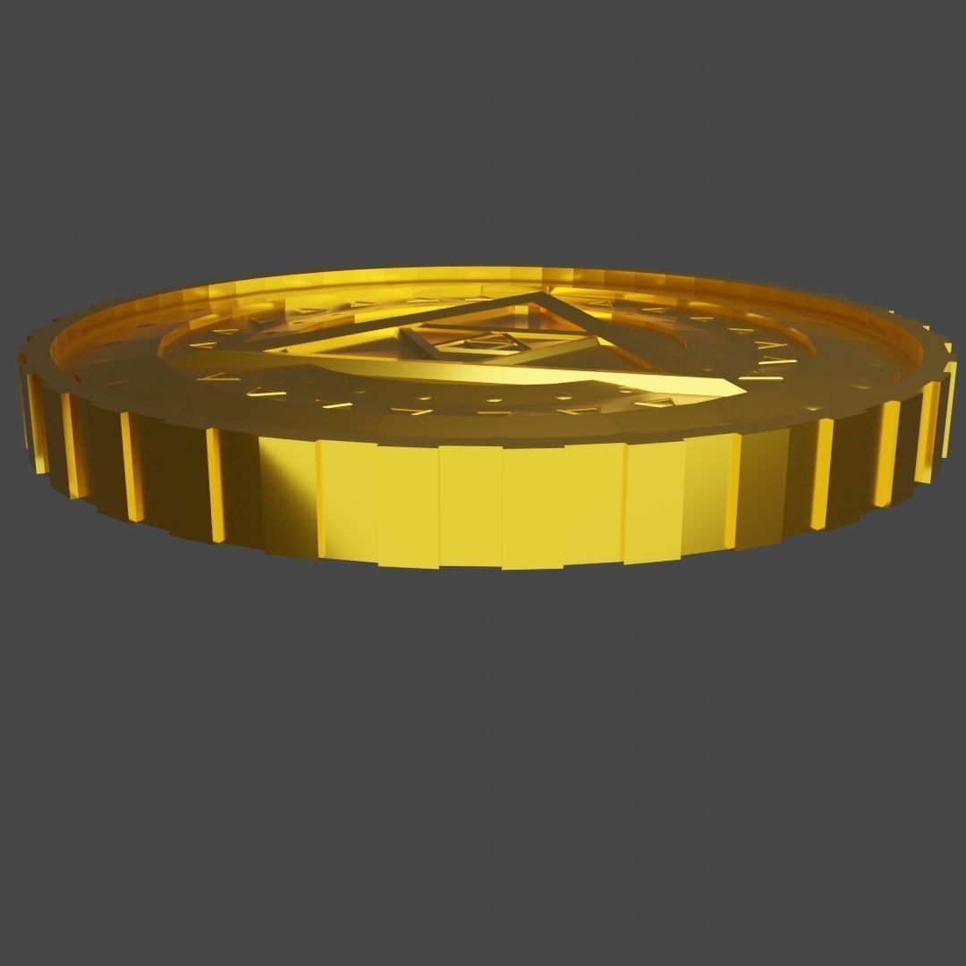 Gold coin Low-poly 3D model_2