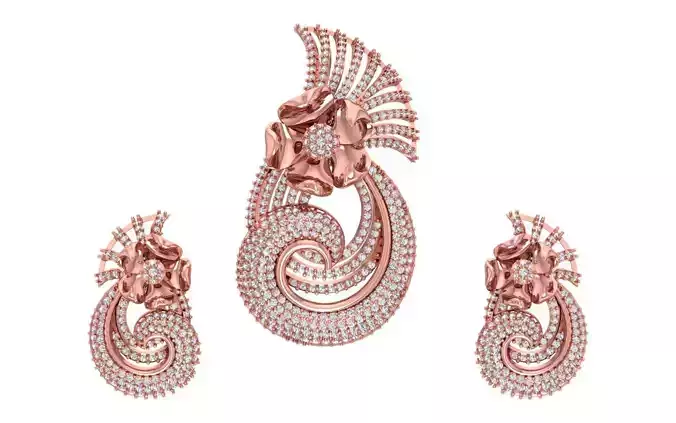 Earrings Pendant Set 3dm STL OBJ FBX Renders Details