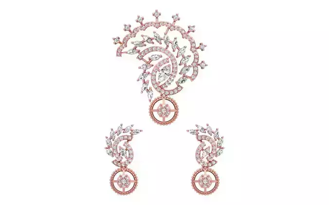 Earrings Pendant Set 3dm STL OBJ FBX Renders Details