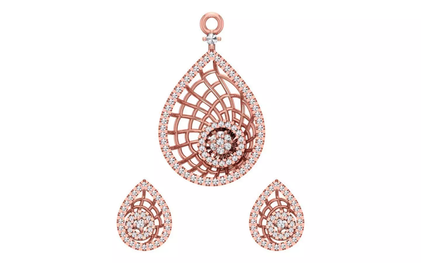 Earrings Pendant Set 3dm STL OBJ FBX Renders Details 3D print model_0