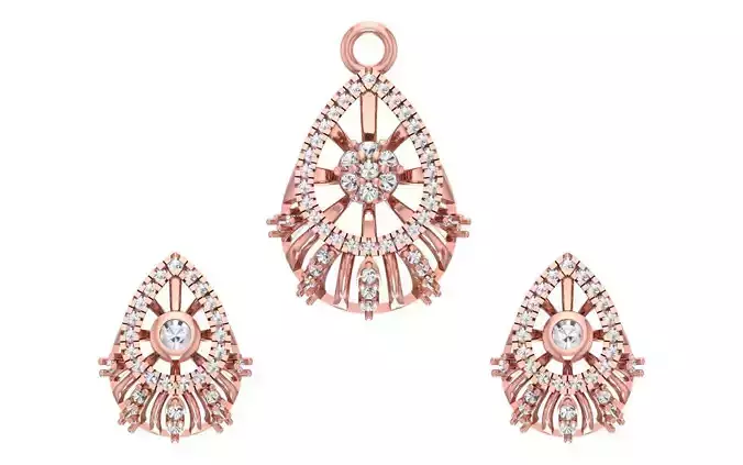 Earrings Pendant Set 3dm STL OBJ FBX Renders Details