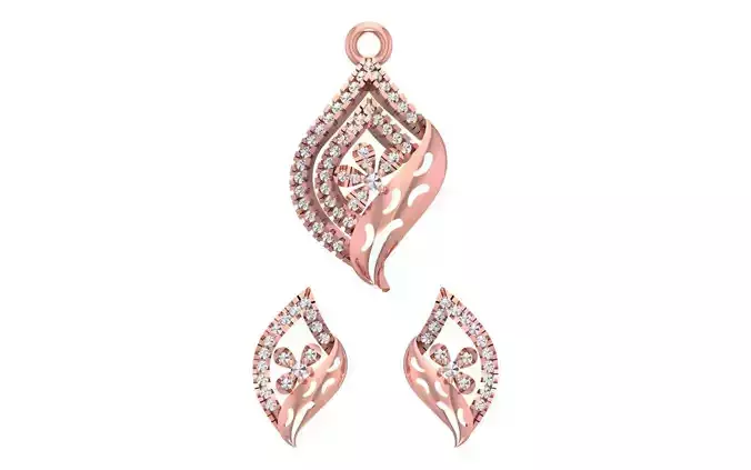 Earrings Pendant Set 3dm STL OBJ FBX Renders Details