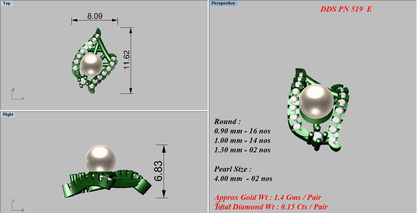 Earrings Pendant Set 3dm STL OBJ FBX Renders Details 3D print model_7