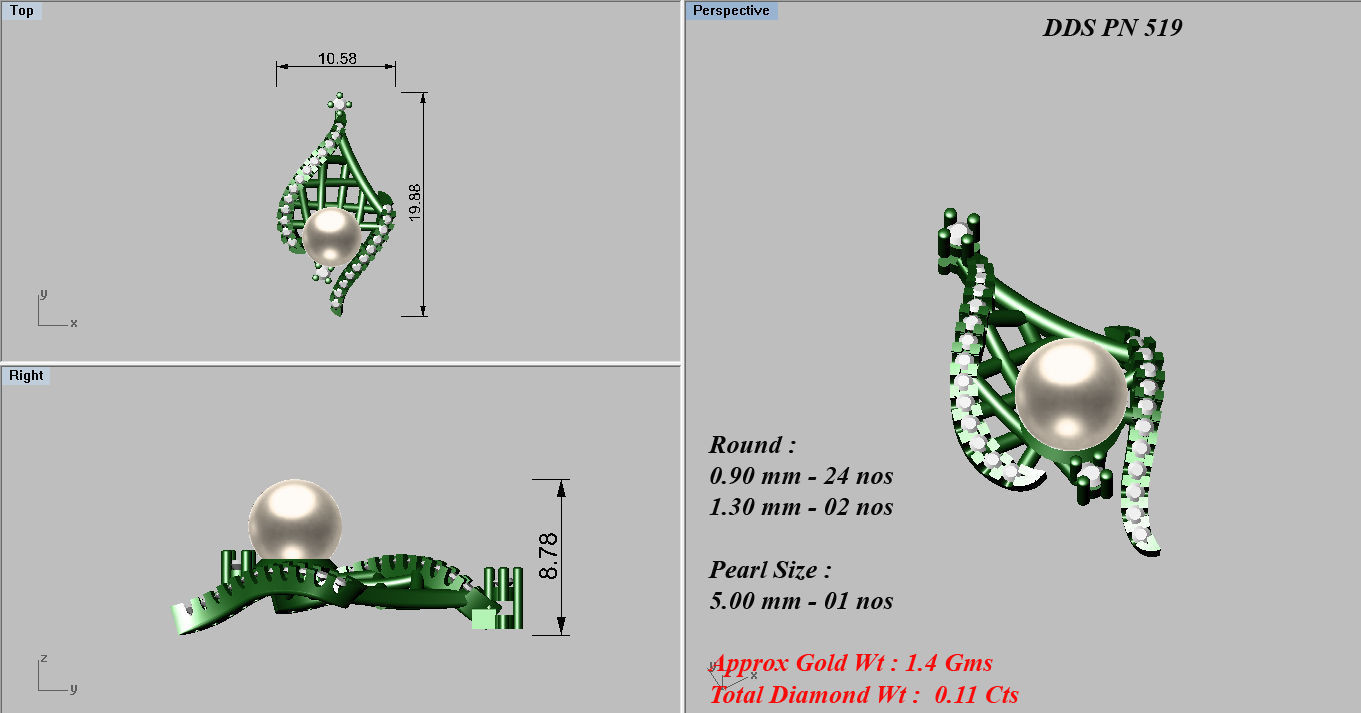 Earrings Pendant Set 3dm STL OBJ FBX Renders Details 3D print model_8
