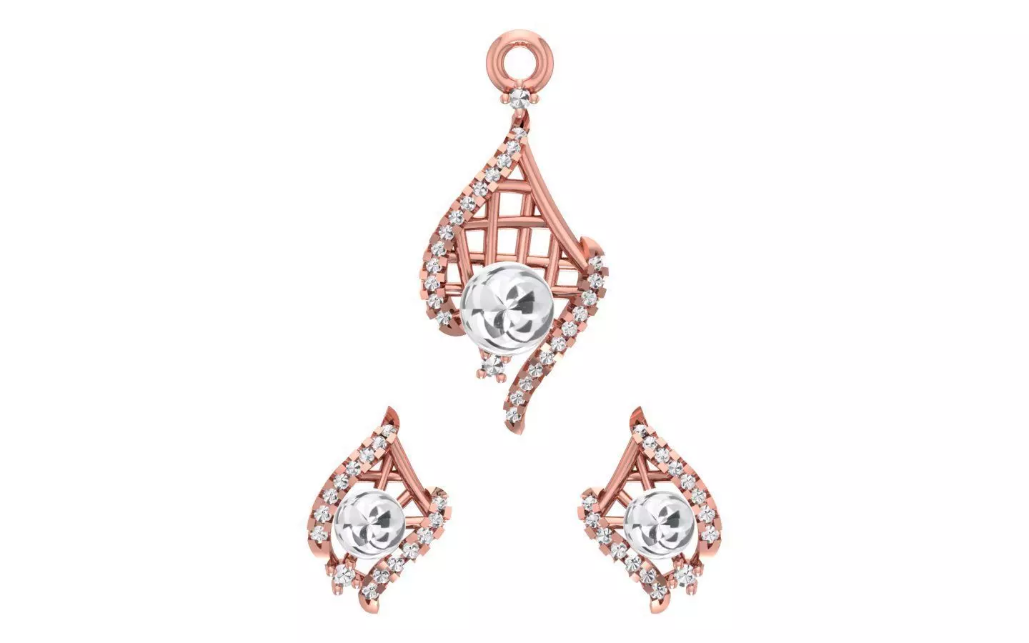 Earrings Pendant Set 3dm STL OBJ FBX Renders Details 3D print model_0