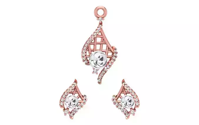 Earrings Pendant Set 3dm STL OBJ FBX Renders Details