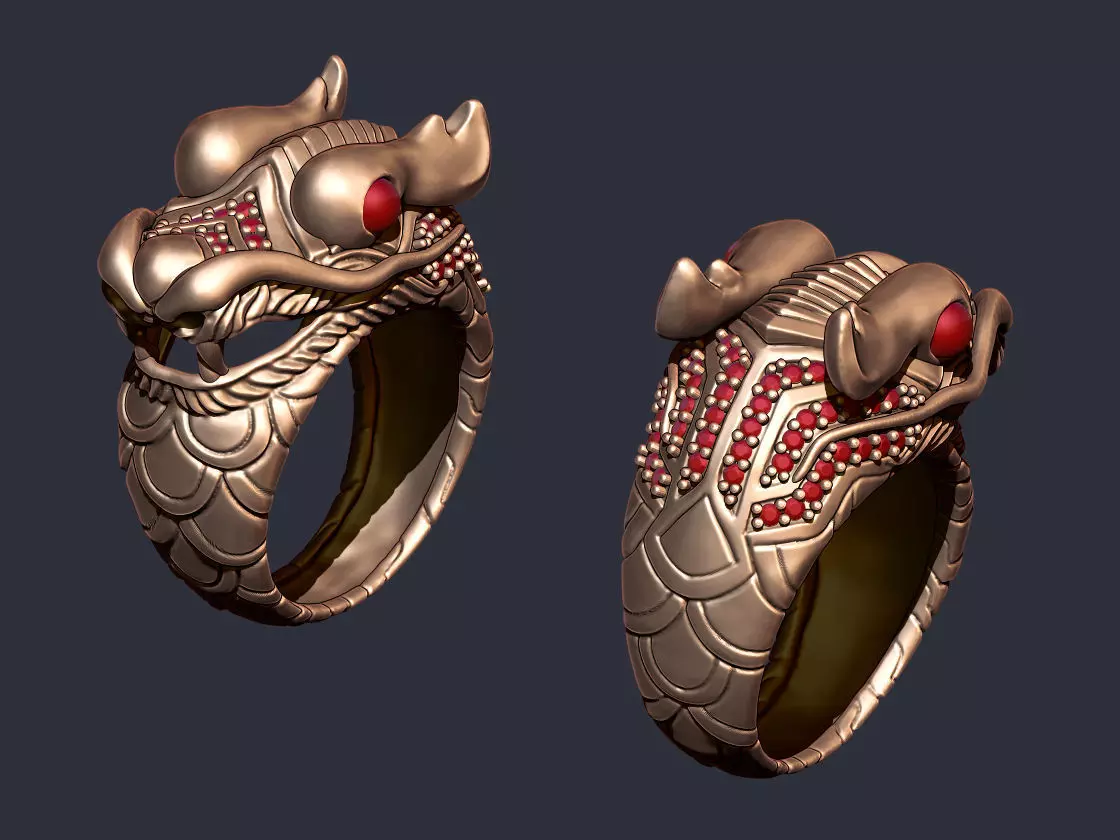 The Legend of the Naga Dragon Ring 3D print model