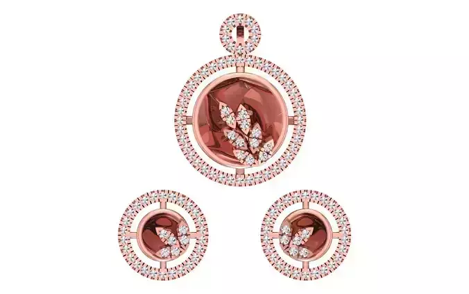 Earrings Pendant Set 3dm STL OBJ FBX Renders Details