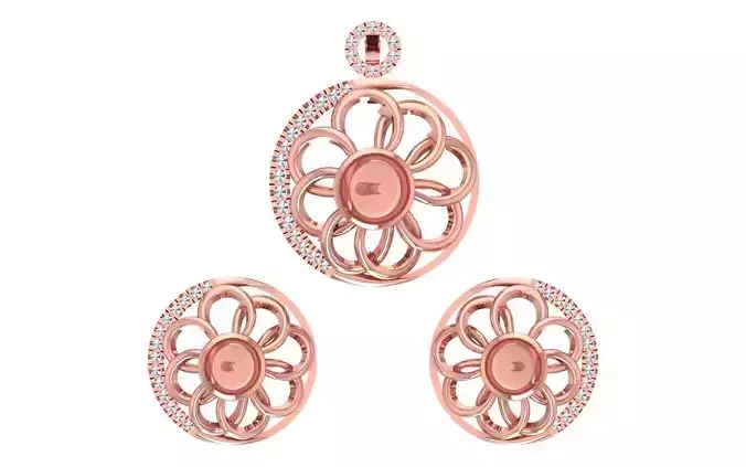 Earrings Pendant Set 3dm STL OBJ FBX Renders Details