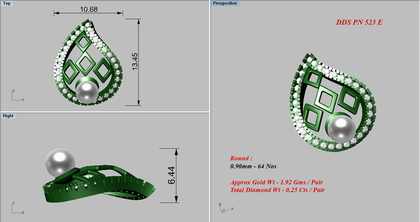 Earrings Pendant Set 3dm STL OBJ FBX Renders Details 3D print model_7