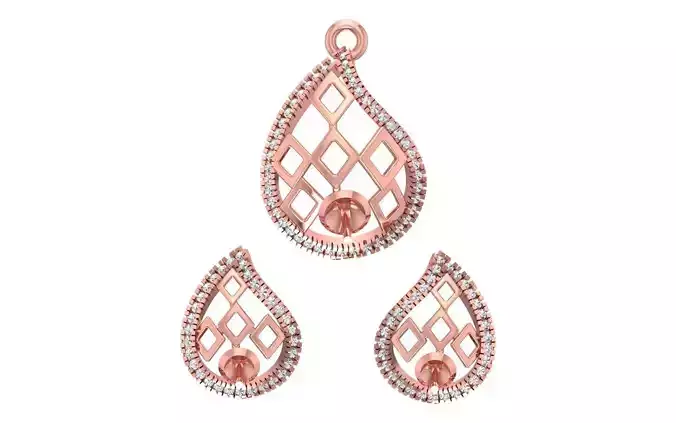 Earrings Pendant Set 3dm STL OBJ FBX Renders Details