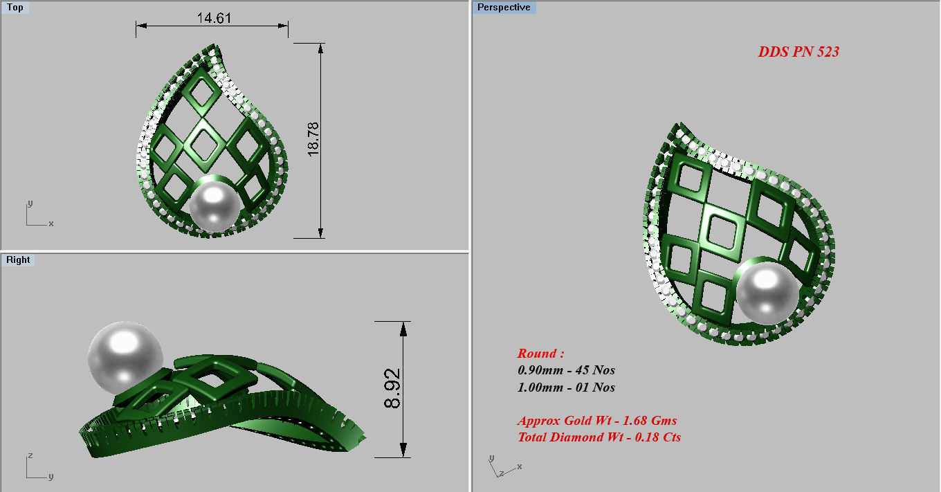 Earrings Pendant Set 3dm STL OBJ FBX Renders Details 3D print model_8