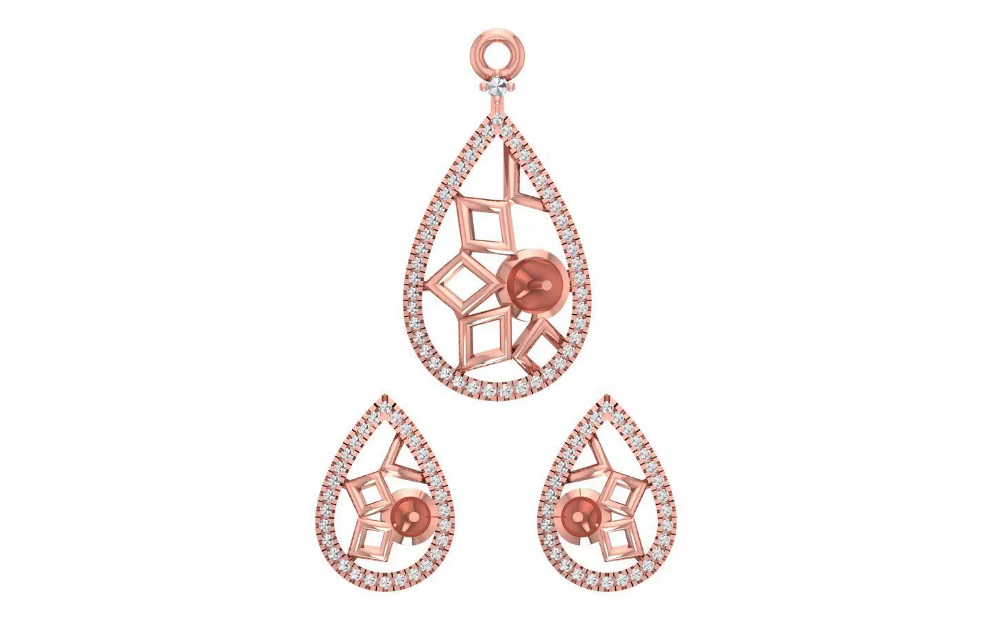 Earrings Pendant Set 3dm STL OBJ FBX Renders Details 3D print model_0