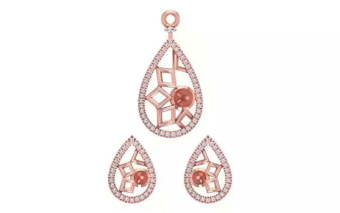 Earrings Pendant Set 3dm STL OBJ FBX Renders Details