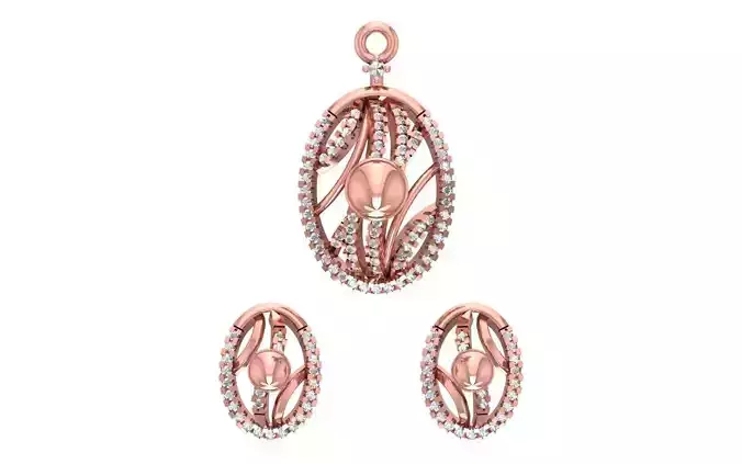 Earrings Pendant Set 3dm STL OBJ FBX Renders Details