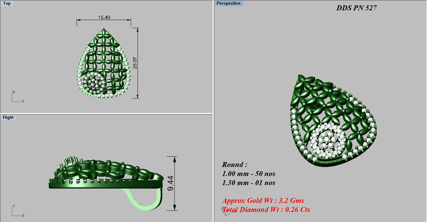 Earrings Pendant Set 3dm STL OBJ FBX Renders Details 3D print model_8