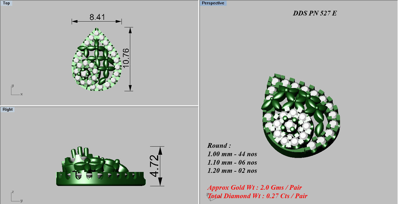 Earrings Pendant Set 3dm STL OBJ FBX Renders Details 3D print model_7
