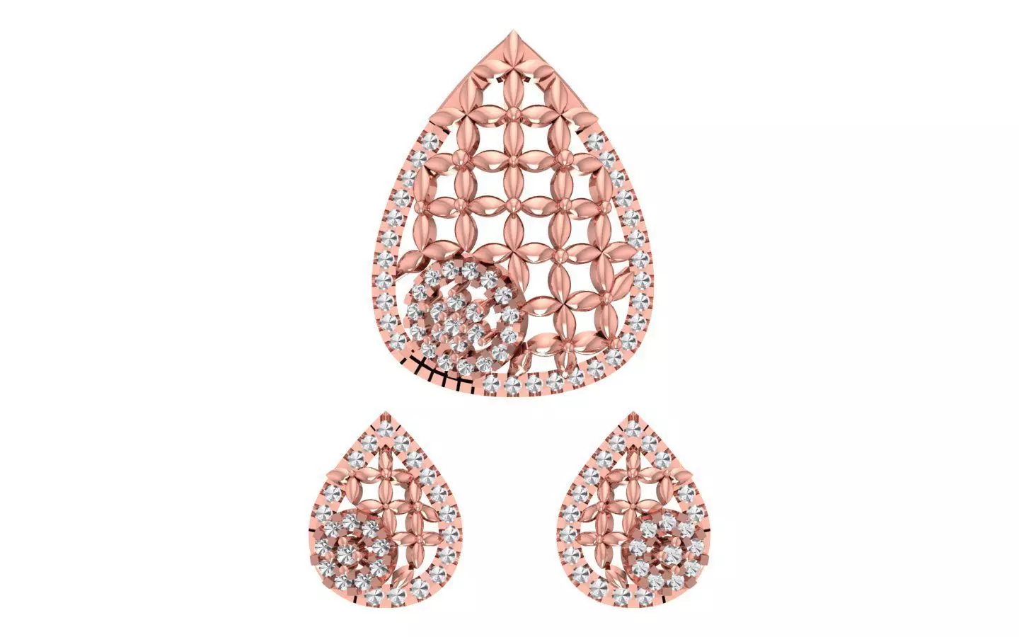 Earrings Pendant Set 3dm STL OBJ FBX Renders Details 3D print model_0