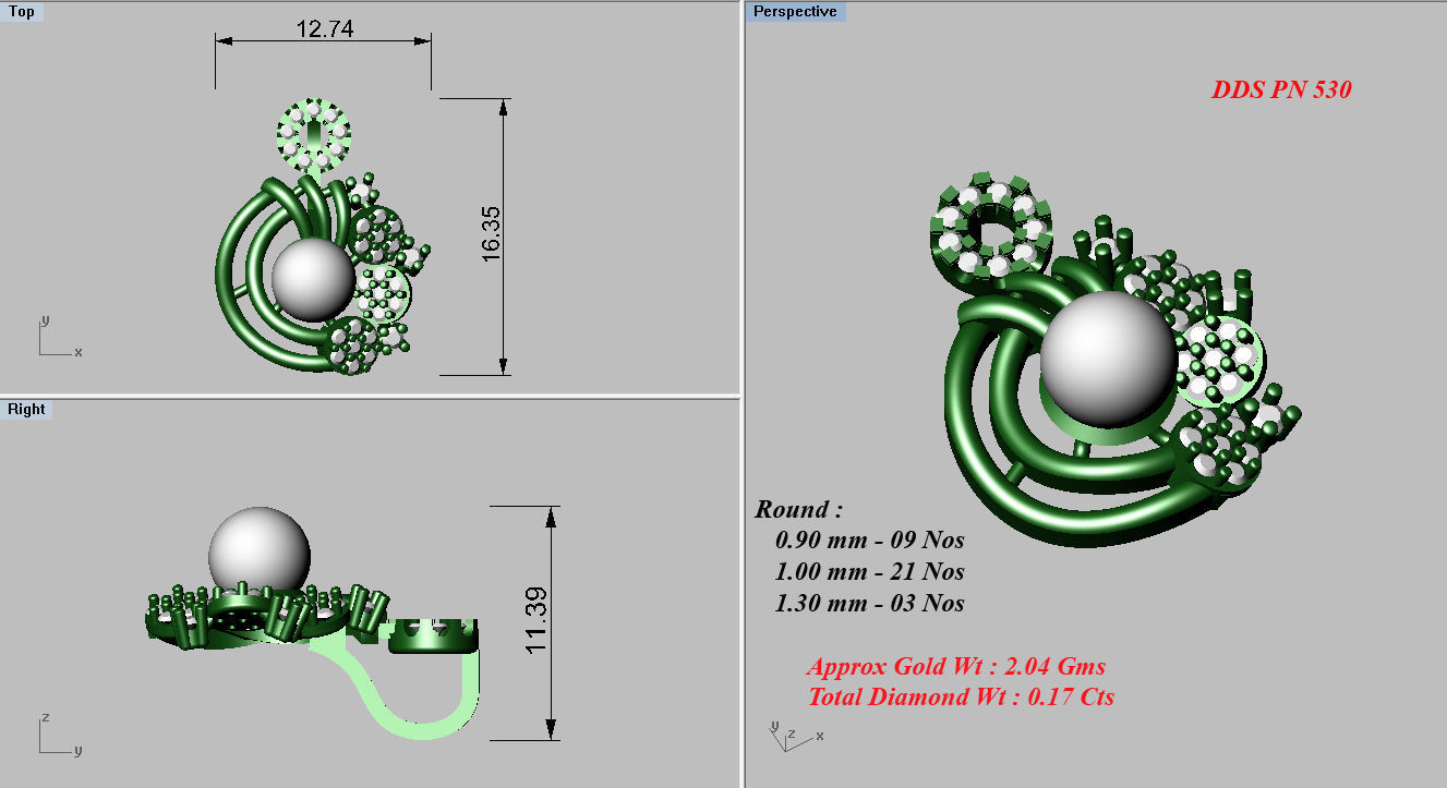 Earrings Pendant Set 3dm STL OBJ FBX Renders Details 3D print model_7