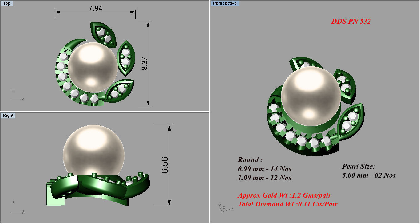 Earrings Pendant Set 3dm STL OBJ FBX Renders Details 3D print model_7