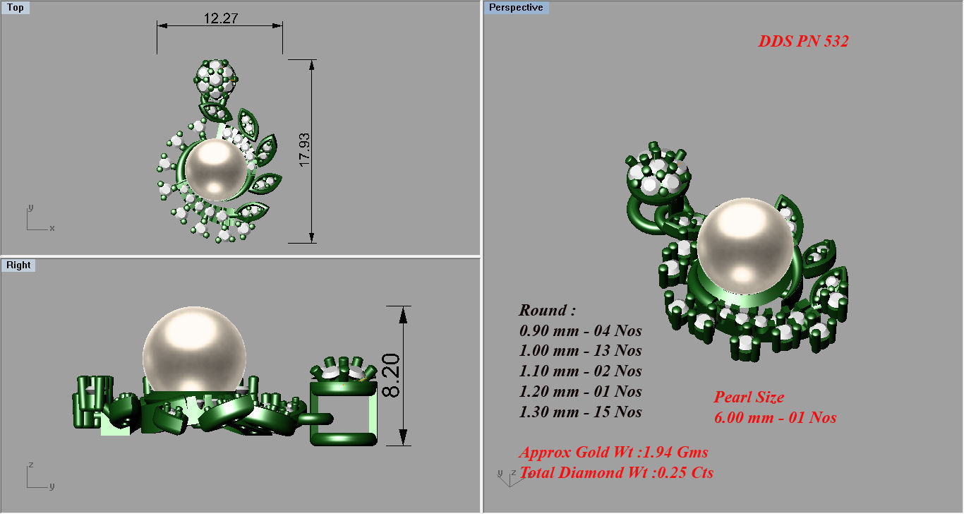 Earrings Pendant Set 3dm STL OBJ FBX Renders Details 3D print model_8