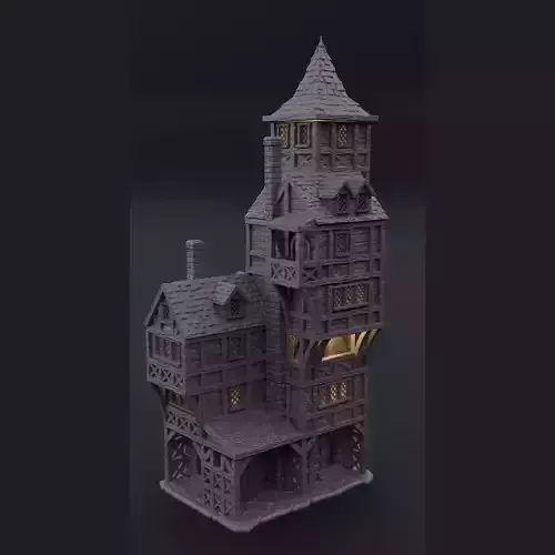 Medieval High House Tabletop Terrain 28 mm 3D print model