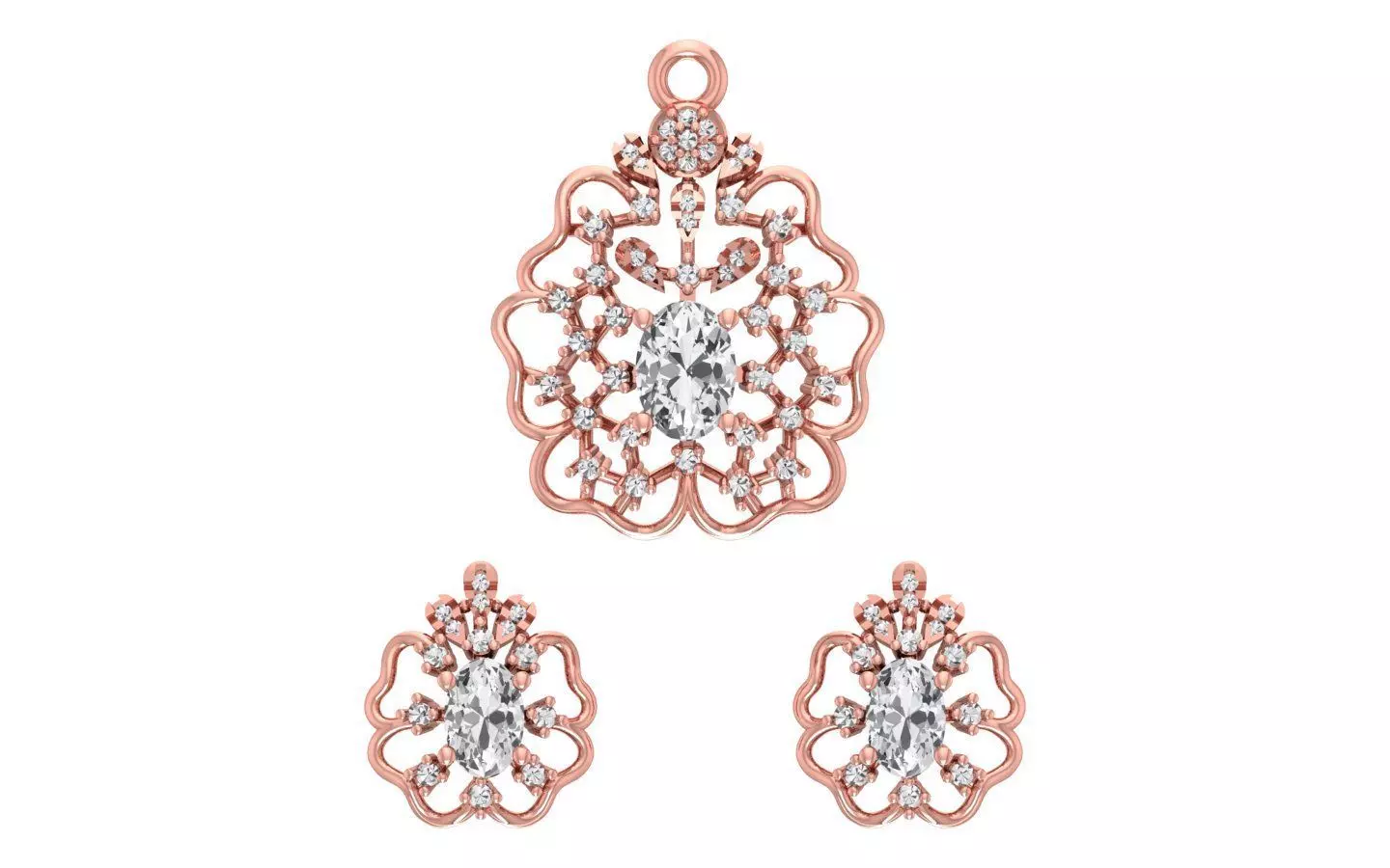 Earrings Pendant Set 3dm STL OBJ FBX Renders Details 3D print model_0