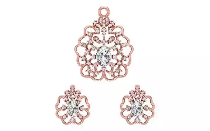 Earrings Pendant Set 3dm STL OBJ FBX Renders Details