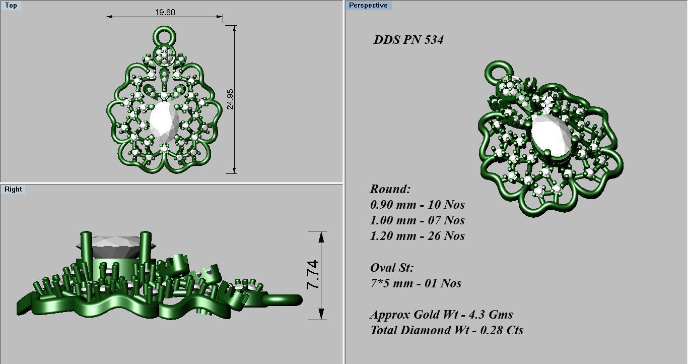 Earrings Pendant Set 3dm STL OBJ FBX Renders Details 3D print model_8