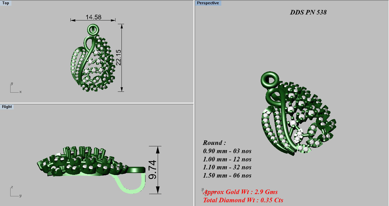 Earrings Pendant Set 3dm STL OBJ FBX Renders Details 3D print model_8