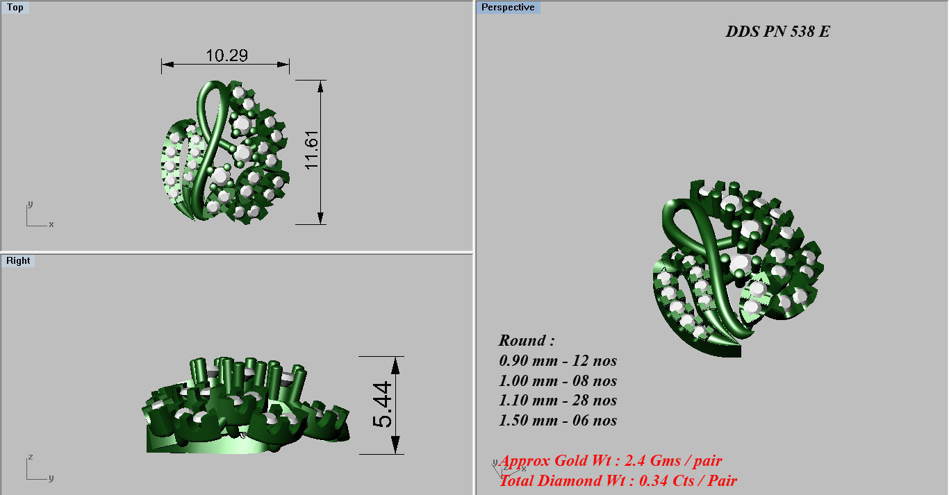 Earrings Pendant Set 3dm STL OBJ FBX Renders Details 3D print model_7