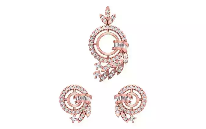 Earrings Pendant Set 3dm STL OBJ FBX Renders Details