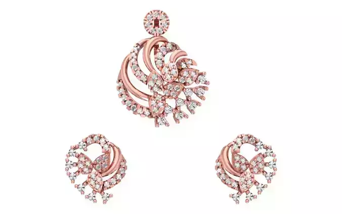 Earrings Pendant Set 3dm STL OBJ FBX Renders Details