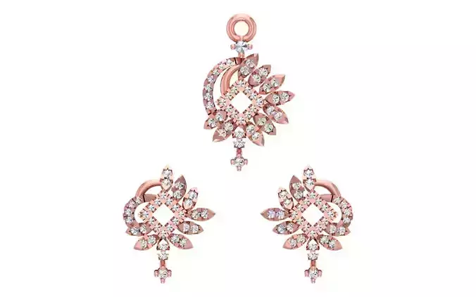 Earrings Pendant Set 3dm STL OBJ FBX Renders Details